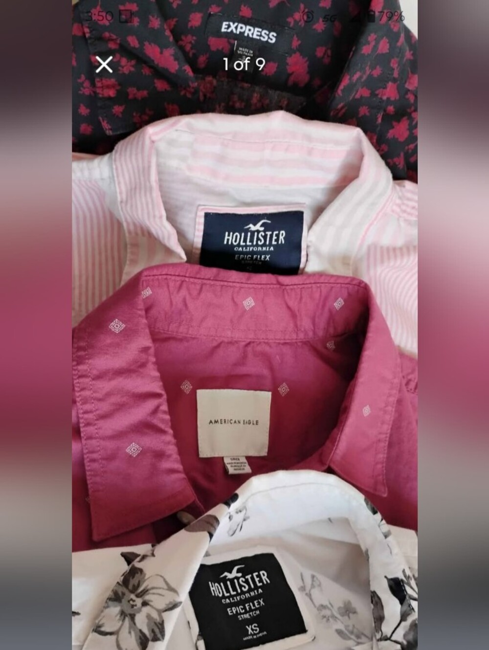 Teens Bundle Of 4 Button-Up Shirts Hollister, American Eagle, Express XS-S